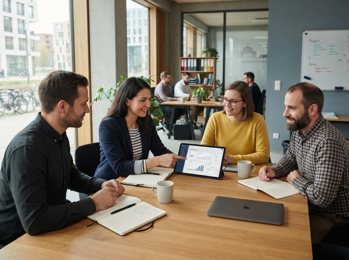 Cheviltance team reviewing data-driven investment models on a workstation